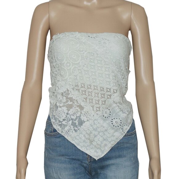 Free People FP One Raya Lace Bandana Top Cropped Smocked Strapless XS - Picture 3 of 7